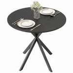 HOMCOM 31.5" Small Round Dining Table for 2, Industrial Kitchen Table with Cross Steel Legs for Dining Room, Distressed Black
