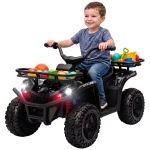 Qaba 12V Kids ATV, Electric Ride On Quad with Dual Motors, Soft Start, Battery Display, Music, Lights for 3-8 Years, Black