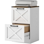HOMCOM Vertical Storage Drawers Farmhouse X Pattern Printer Stand Fits Letter Files 2 Drawers White
