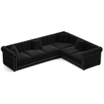 Elegant L-Shaped Sectional with Pull-Out Bed, Soft Velvet Sleeper Sofa with Tufting and Gold Trim, 115.5'' L x 87.5" W x 29" H, Black