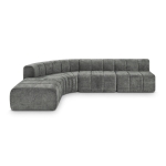 Cozy Semi-Curved Sectional with Stitched Chenille and Ottoman, Chic Floor Sofa with No Assembly, 116.5'' L x 76" W x 25.5" H, Dark Gray