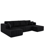Extra Spacious U-Shaped Modular Sectional Sofa with Foam Cushions, Comfy Sleeper Couch for Living Room Bedroom, 161'' L x 80.5"W x 24.5" H, Black