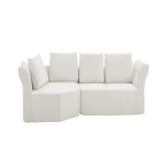 Elegant Modular Sectional with Left Arm and Wide Armrests, Modern Curved Corner Sofa with Throw Pillows, 127'' L x 57" W x 26" H, Beige