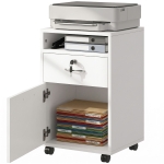 HOMCOM 24" Vertical Filing Cabinet with Lockable Drawer, Mobile File Cabinet with 2 Keys, Wheels for Home Office, White