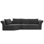 Modern Modular Sectional with Left Arm and Wide Armrests, Elegant Curved Corner Sofa with Throw Pillows, 127'' L x 57" W x 26" H, Dark Gray