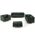 Elegant Modular Chesterfield Sofa Set with Button Tufting, Chic Faux Leather Couch with 6 Pillows, 81.5'' L x 30.5" W x 30.5" H, Green