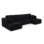 Versatile U-Shaped Modular Sectional Sofa with Spring Cushions, Comfy Sleeper Couch for Living Room Bedroom, 132.5'' L x 61"W x 25.5" H, Black