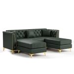 Elegant 3-Seater Chesterfield Sofa with Button Tufting, Chic Faux Leather Couch with 3 Pillows and Ottoman, 81.5'' L x 30.5" W x 30.5" H, Green