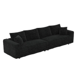 Lush Corduroy Cloud 4-Seat Sofa with Movable Ottoman, Adaptable Convertible Lounge Chair for Living Room, 102.5'' L x 59"W x 25.5" H, Black