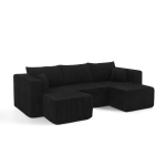 Space-Efficient Corduroy Modular Sofa with High-Density Foam, Cozy Compact Sectional for Small Space Apartment, 42'' L x 18"W x 17.5" H, Black