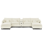 Cozy L-Shaped Sectional with Reversible Chaise and USB Port, Chic Sofa with Storage Drawer and Cup Holder, 137'' L x 58" W x 31" H, Beige
