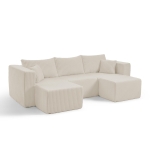 Flexible Corduroy Modular Sofa with High-Density Foam, Cozy Compact Sectional for Small Space Apartment, 42'' L x 18"W x 17.5" H, Beige