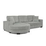 Elegant L-Shaped Modular Sleeper Sectional with Reversible Chaise, Tufted Corduroy Sofa with Arc Footstool, 110.5'' L x 57" W x 25.5" H, Grey