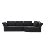 Elegant Curved Corner Sectional Sofa with Wide Armrests, Spacious L-Shaped Couch for Living Room and Bedroom, 127'' L x 57"W x 26" H, Black