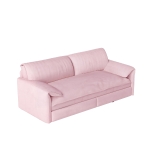 Modern 3-in-1 Convertible Sofa with Side Storage and Metal Legs, Chic Velvet Loveseat Bed with Rolling Wheels, 66'' L x 33.5" W x 36" H, Pink