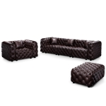 Luxurious Faux Leather Sectional Sofa with Button Tufting, Modular 4-Seater Couch for Living Room, 105.5'' L x 36.5"W x 29" H, Dark Brown