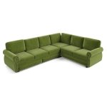 Vibrant L-Shaped Sectional Sofa with Pull-Out Bed, Comfy Convertible Sleeper Couch for Living Room, 118'' L x 86.5"W x 36.5" H, Grass Green