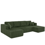 U-Shaped Modular Sectional with Plush Foam and Springs, Cozy Corduroy Sleeper Couch with No Assembly, 161'' L x 80.5" W x 24.5" H, Green