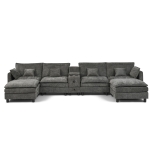 Cozy L-Shaped Sectional with Reversible Chaise and USB Port, Chic Sofa with Storage Drawer and Cup Holder, 137'' L x 58" W x 31" H, Dark Gray