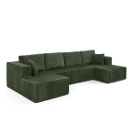 Cozy U-Shaped Modular Sectional Sofa with Spring Cushions, Space-Efficient Sleeper Couch for Living Room, 132.5'' L x 61"W x 25.5" H, Green