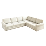 Spacious L-Shaped Sectional Sofa with Pull-Out Bed, Elegant Sleeper Couch for Living Room and Office, 118'' L x 86.5" W x 36.5" H, Beige+White