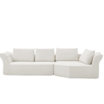 Modern Modular Sectional with Right Arm and Wide Armrests, Elegant Curved Corner Sofa with Throw Pillows, 127'' L x 57" W x 26" H, Beige