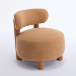 Cozy Teddy Fabric Accent Chair with Padded Seat Cushion, Versatile Slipper Chair for Living Room Bedroom Vanity, 28.5'' L x 28.5"W x 30" H, Khaki