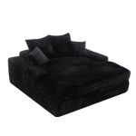 Oversized Corduroy Chaise Lounge Sofa with High-Resilience Foam, Cozy Sleeper Couch for Living Room Apartment, 69'' L x 65.5"W x 24.5" H, Black