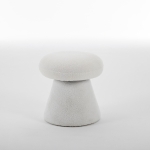 Cozy Teddy Fabric Mushroom Ottoman with 360-Degree Swivel, Versatile Shoe-Changing Stool for Bedroom Living Room, 16'' L x 16"W x 17.5" H, White