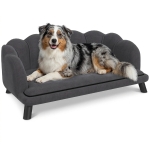PawHut Pet Sofa, Pearl-Inspired Design with Soft Cushion and Solid Wood Legs for Dogs, Charcoal Gray