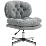 HOMCOM Computer Desk Chair, Armless Office Chair with Wide Padded Seat and Adjustable Height, Grey