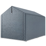 Outsunny 7'x5' Portable Shed, Outdoor Storage Shed with Roll-up Zipper Door, Galvanized Metal Frame for Garden Tools, Dark Grey