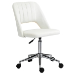 Vinsetto Mid Back Office Chair Velvet Fabric Swivel Scallop Shape Computer Desk Chair, Cream White