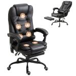 Vinsetto Reclining Office Chair with Footrest, Vibrating Massage Chair, Reclining Back, Adjustable Height, Black