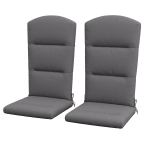 Outsunny Patio Chair Cushions for Adirondack Chair Replacement Cushions with Back and Ties, Set of 2, Dark Grey