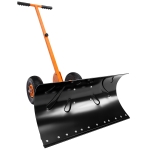 Outsunny Snow Shovel, Rolling Pusher with 29" Blade, 10" Wheels & Angle-Adjustable Handle, Orange