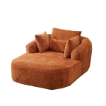 Plush Oversized Chaise Lounge with Deep Seat and Pillows, Versatile Sleeper Sofa with Corduroy and Armrests, 57.5'' L x 51.5" W x 32" H, Orange