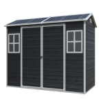 Durable Resin Storage Shed with Padlock-Ready Doors and Air Vents, Weatherproof Garden Shed for Backyard, 95.5" L x 52.5" W x 81" H, Black