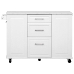 Vintage Rolling Kitchen Island with Drop-Leaf Countertop, Multifunctional Storage Cart with Tilt-Out Trash Bin, 50.5" L x 26.5" W x 35.5" H, White