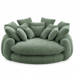 Charming Bean Bag Sofa with Chenille Upholstery and 14 Pillows, Spacious Chaise Lounge for Living Room, 71.5'' L x 65.5"W x 30.5" H, Olive Green