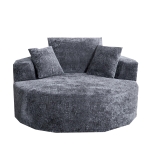 Modern Textured Plush Sleeper Chair with Headrest Pillow, Cloud-Inspired Lounge Sofa with No Assembly, 54.5'' L x 54.5" W x 33" H, Grey