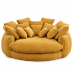 Sunny Bean Bag Sofa with Chenille Upholstery and 14 Pillows, Comfy Chaise Lounge for Living Room Bedroom, 71.5'' L x 65.5"W x 30.5" H, Yellow