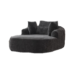 Contemporary Chaise Longue Chair with Throw Pillows and Armrests, Versatile Sofa Bed for Living Room Bedroom, 57.5'' L x 51.5"W x 32" H, Black