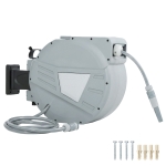 Outsunny Retractable Garden Hose Reel, 1/2" x 66ft Wall Mounted Hose Reel with Auto Retraction, Self-Locking, Grey