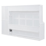 Chic Full-Size Murphy Bed with Wardrobe, Modern Foldaway Wall Bed with 2 Storage Drawers and Shelf, 107.5" L x 58" W x 72" H, White