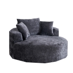 Fluffy Sleeper Chair with Plush Corduroy Fabric and Cylindrical Pillow, Soft Modular Lounge Sofa for Living Room, 54.5" L x 54.5" W x 33" H, Black
