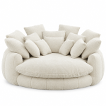 Fluffy Bean Bag Sofa with Chenille Upholstery and 14 Pillows, Lazy Chaise Lounge for Living Room Bedroom, 71.5'' L x 65.5"W x 30.5" H, Beige