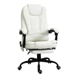 Vinsetto 7-Point Vibrating Massage Chair, Reclining Office Chair with Footrest, Reclining Back and Adjustable Height, White