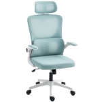 Vinsetto High Back Office Chair, Mesh Computer Chair with Rotatable Headrest, Lumbar Back Support, Adjustable Height, Light Blue