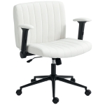 HOMCOM Armless Office Chair with Flip-up Armrests, Wheels, Wide Office Chair with Adjustable Height, Tilting, Cream White